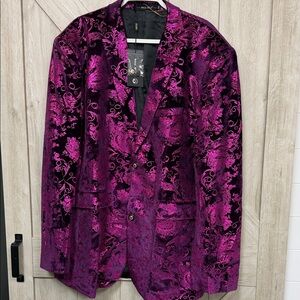 Elegant Velvet Floral Blazer for Men